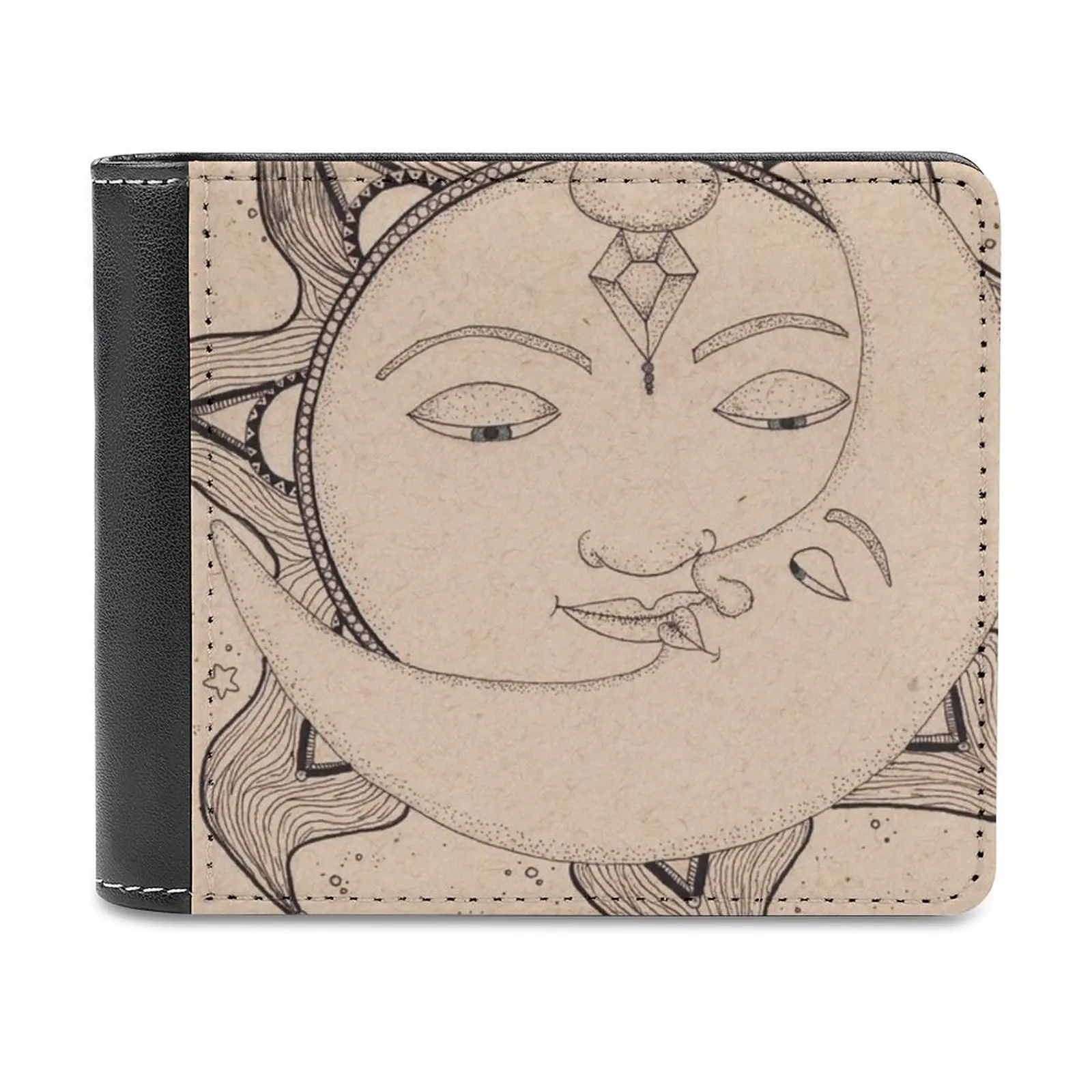 

Celestial Sun And Moon Kissing Leather Wallets Men Wallet Credit Business Card Holders High Quality Wallet Sun Moon Celestial