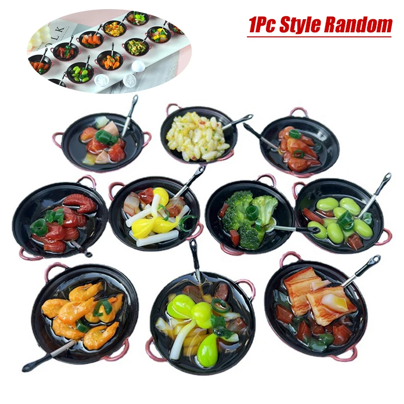 

Креативная миниатюрная сковорода для кукольного домика 1:12, железная сковорода для еды, жареный рис, жареный Овощной кукольный домик, модель кухонной сковороды для ВОК
