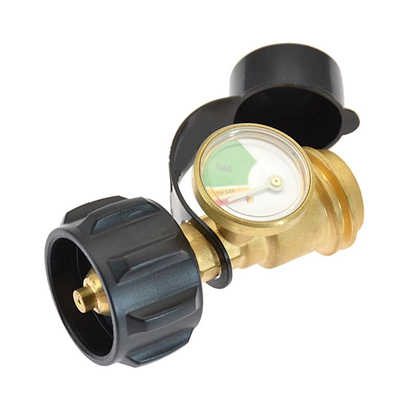 

Outdoor Gas Tank Inflation Converter With Luminous Pressure Visual Gauge Brass Bottle Cylinder Connector