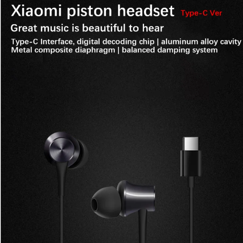 New Coming Original Xiaomi Piston 3 Earphone Type-c Version In-Ear Mi Earphones Wire Control With Mic For Mobile Phone Headset |