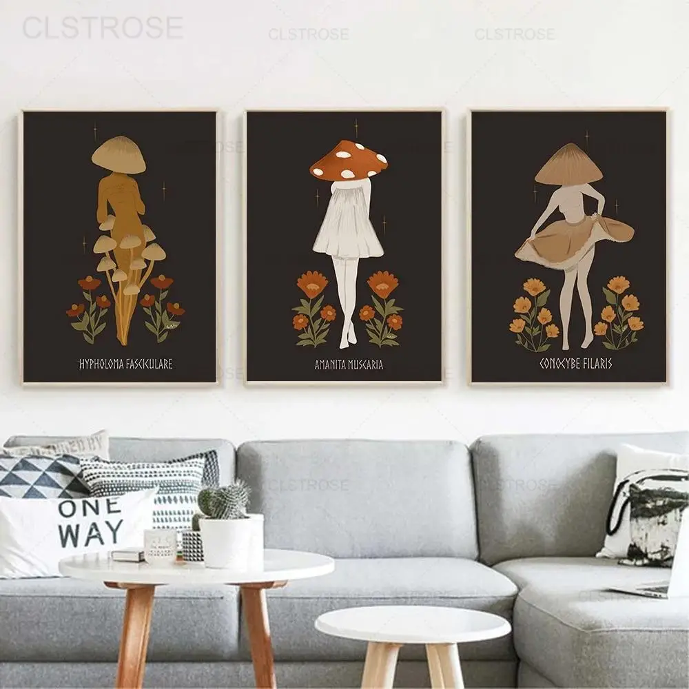 

Nordic Abstract Canvas Painting Poisonous Mushroom Maidens Package Wall Art Posters and Print Modern Picture for Bedroom Decor