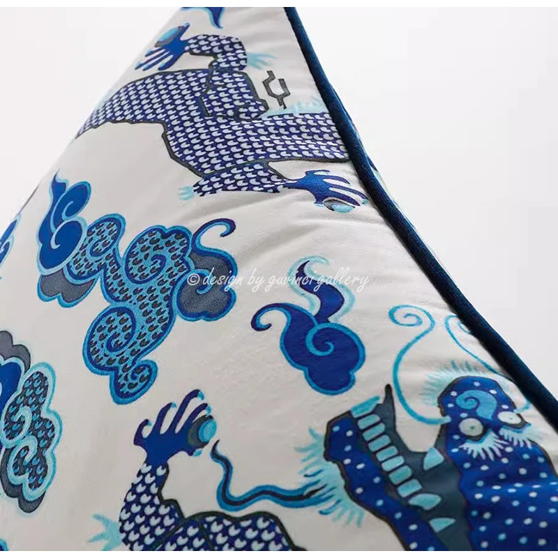 Декоративная наволочка GUVINCI Chi'en Indigo Blue Dragon, роскошный бархатный квадратный чехол для подушки 60x60 см, в стиле эклектика, для домашнего декора (art.: 3920d9d2c0efb) - 3920d9d2c0efb