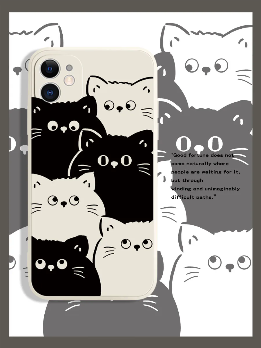 

Plain Funny Cat Phone Case For IPhone 14Pro Max 13Plus 12 11 X INS Style Creative Cartoon Cute Animal Silicone Shockproof Cover