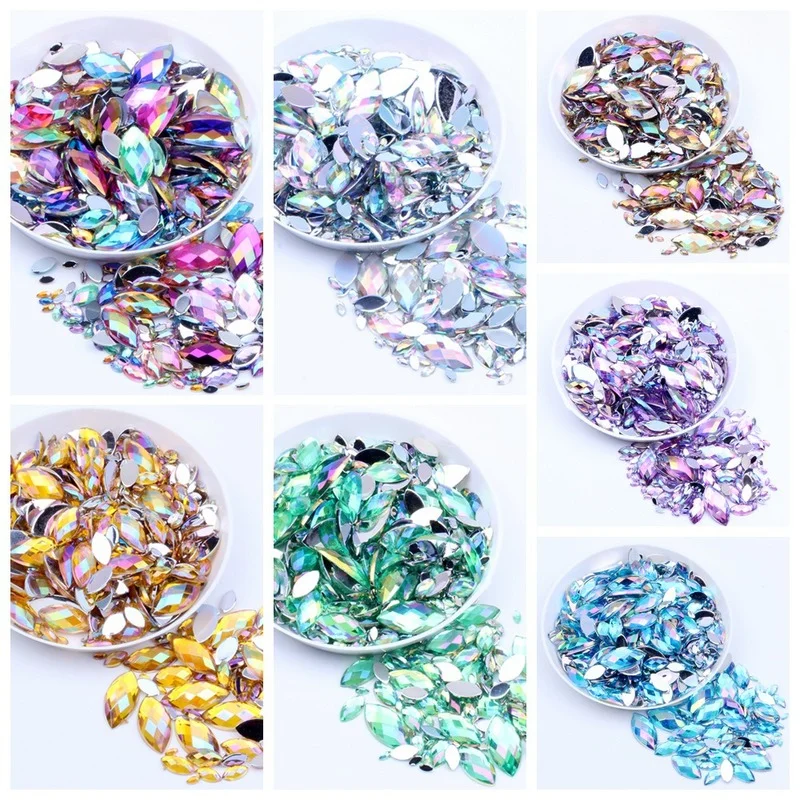 

Horse Shaped Crystal Stone Eye Rhinestones Eye Shape AB Flat Back Nail Rhinestone 3D Non HotFix Nail Art Decor Accessories