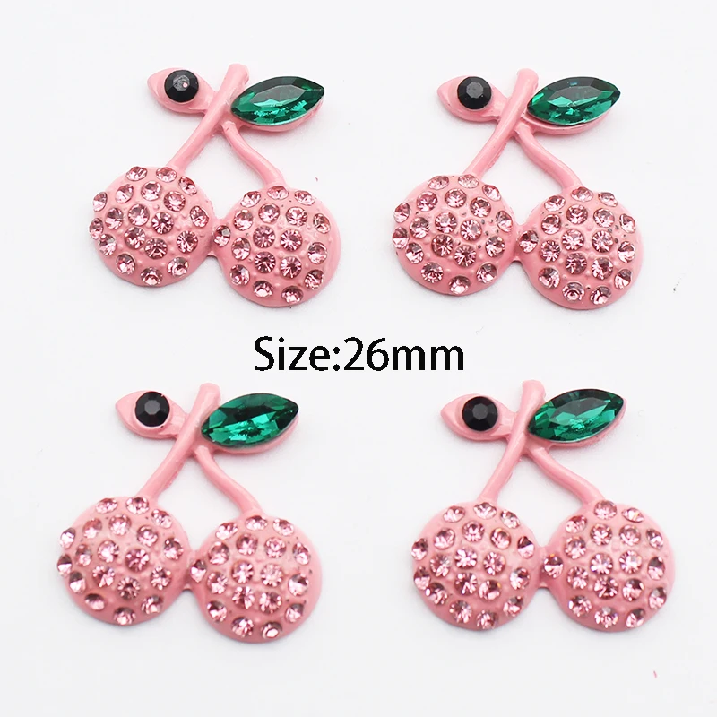 5 Pieces of 26mm Pink Cherry Alloy Jewelry DIY Little Girl Clothing Hairpin Decoration Accessories
