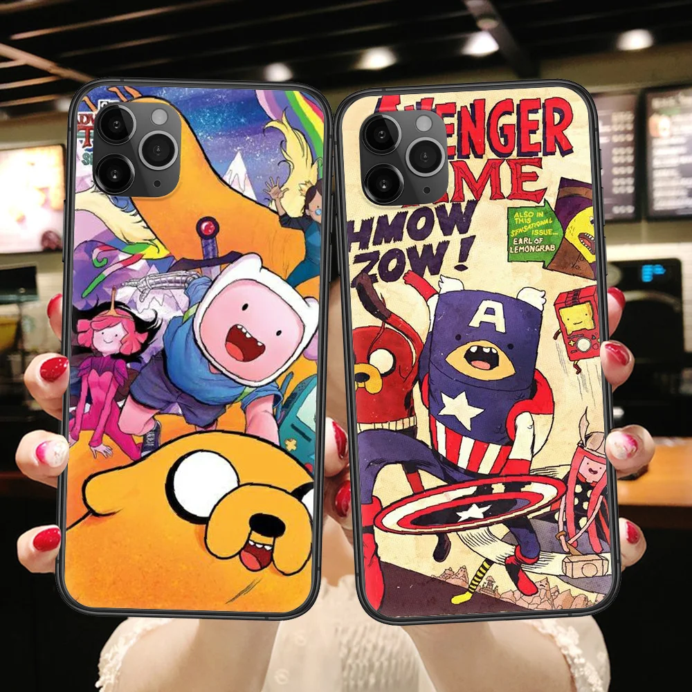 

Cartoon Adventure Time Phone Case For iphone SE 2020 6 6S 7 8 11 12 13 Mini Plus X XS XR Pro Max black luxury cover silicone