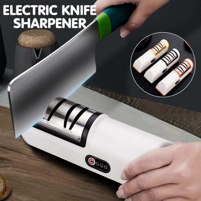 

Professional Electric Sharpener USB Charging Household Sharpener 2-Stage Sharpening System 4-speed Kitchen Knife Blade Sharpener