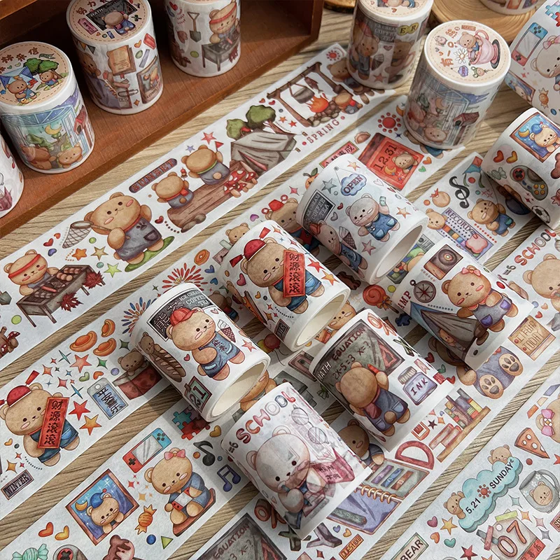 

Mr.paper 6 Styles 300cm/roll Kawaii Bear Wshi Tape Cute Cartoon Hand Account Decoration Stationery Washi Tape