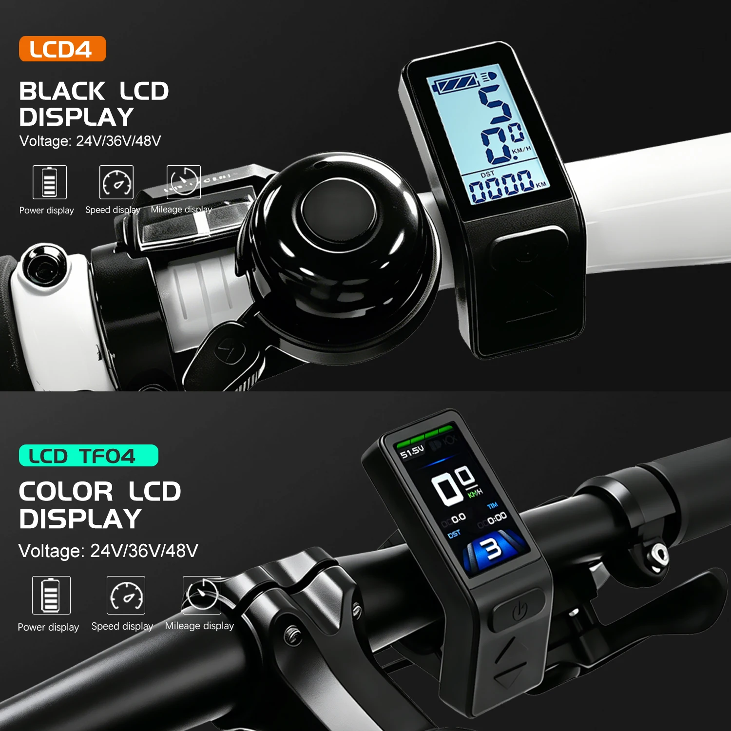 Фото Контроллер KT Ebike Sinewave 36В/48В 15А-35А 250Вт/350Вт/500Вт/750Вт/1000Вт/1500Вт с дисплеем LCD4 TF04, комплект для переоборудования электровелосипеда. №1