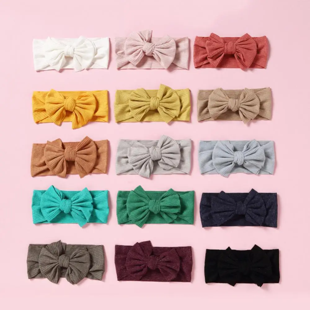 

21 Colors Children's Headband Elastic Knitted Fabric Wide Bow Baby HeadBand For 0-12 Months Baby Kids Hair Accessories Wholesale