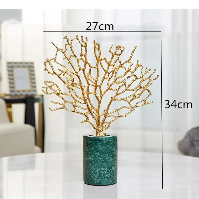 Скандинавская Золотая древесина Мраморная основа декоративные украшения