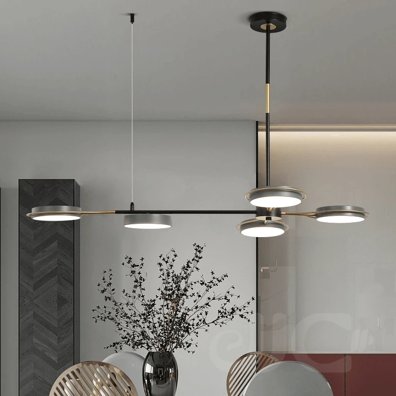 

JJC Infinite Dimming Intelligent Dining Room Chandelier Modern Simple Creative Nordic Dining Room Lamp One Line Art Lamp