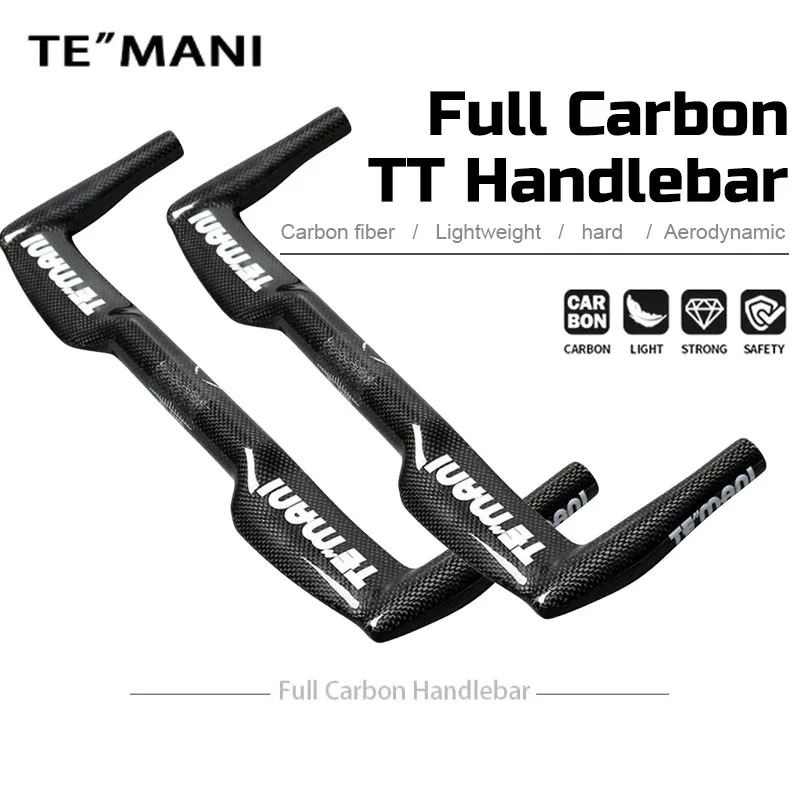 Фото Руль TEMANI Ultralight Carbon Aero TT Bullhorn для профессиональных шоссейных велосипедов с фиксированной передачей, для гонок, замена и модернизация №1