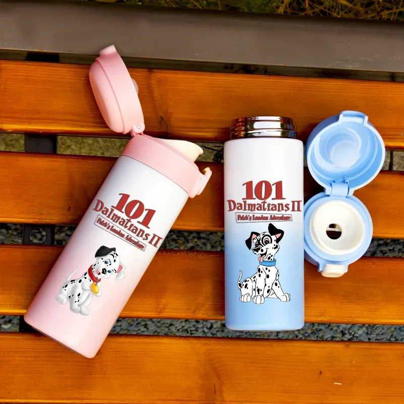 420ML Cartoon 101 Dalmatians Gradient Color Insulated Cup Outdoor Leak Proof Water Portable Drinking Bottle