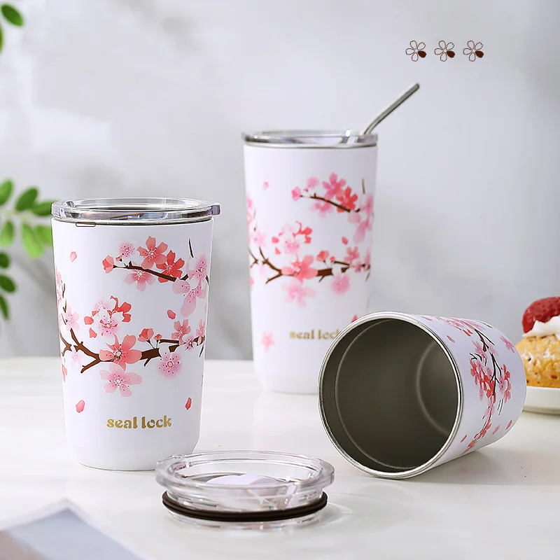 

Stainless Steel Cherry Coffee Thermal Mug Double Wall Heat Insulation Beer Water Milk Cups Drinkware Tumbler School Teacher Gift