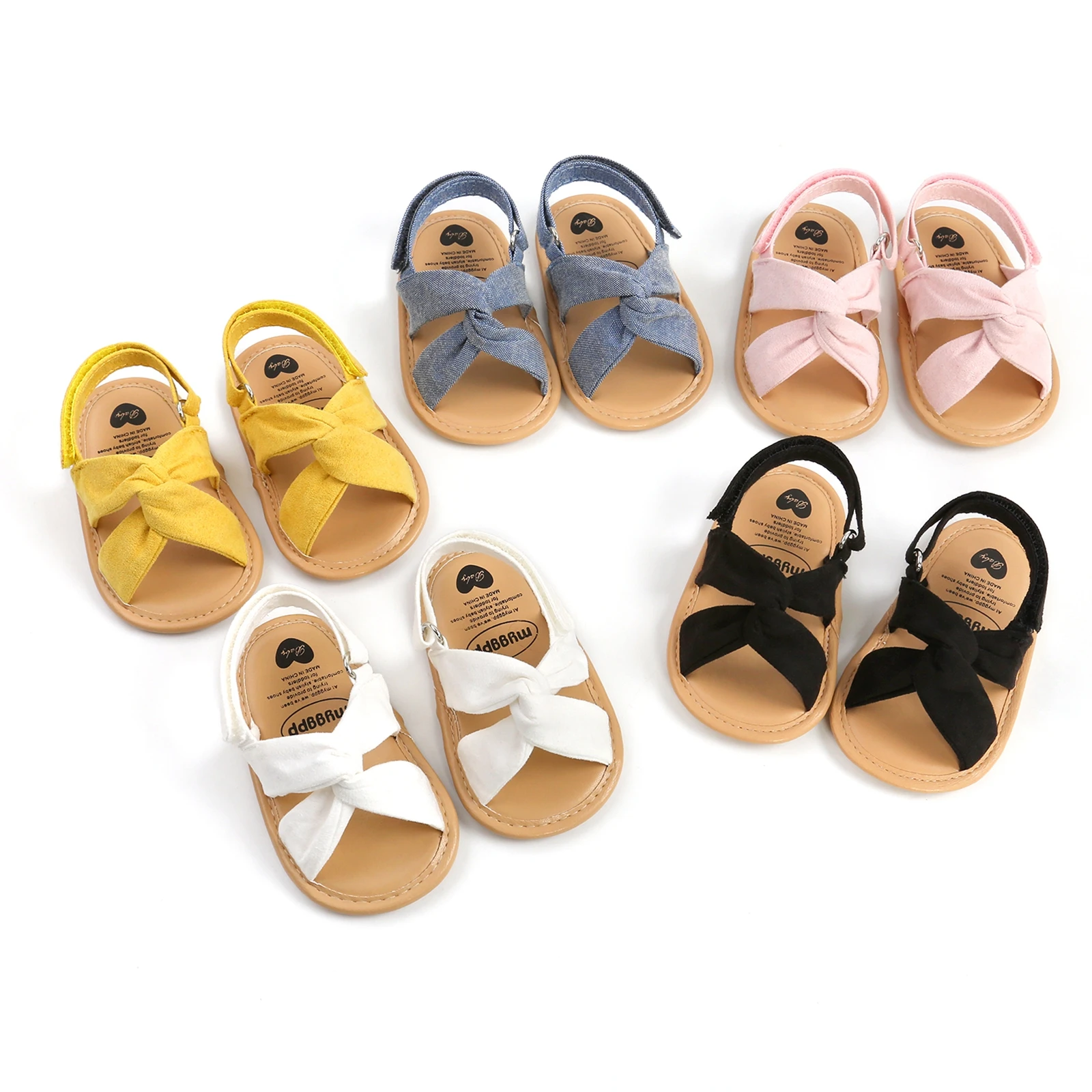 

0-18M Newborn Baby Girls Sandals Shoes Headband 2Pcs Solid Buckle Infant Toddler Summer Non-Slip First Walker Shoes