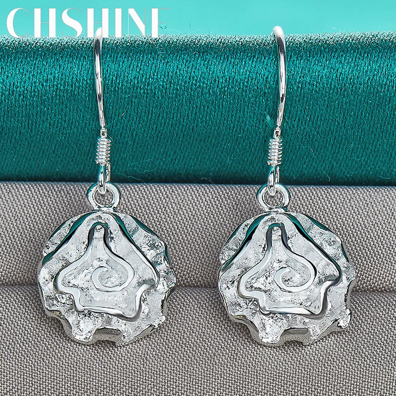 

CHSHINE 925 Sterling Silver Rose Flower A Pair of Earrings Eardrop for Women's Charm Banquet Party Fashion Jewelry