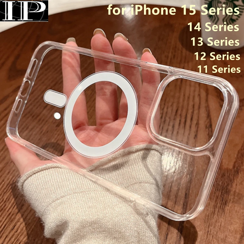 

Clear Original Hard Acrylic Case For Magsafe For iPhone 15 14 13 12 11 Pro Xs Max XR 7 8 Plus SE Magnetic Wireless Charging Case