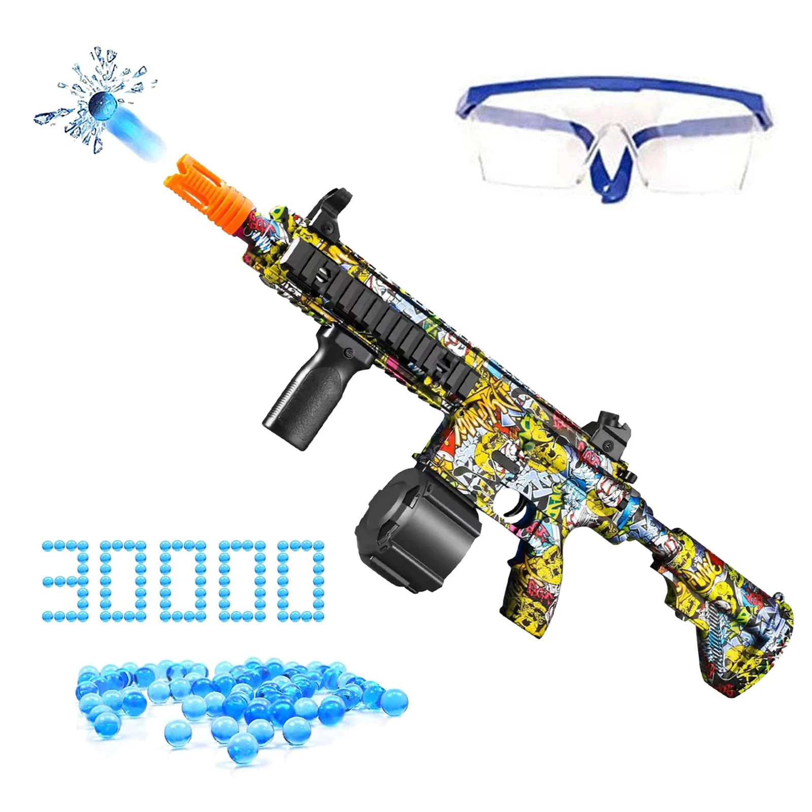 

New M416 Manual & Electric Splatter Gun 2-in-1 Gel Ball Blaster With 30000 Eco-Friendly Water Beads Goggles For Outdoor Toys