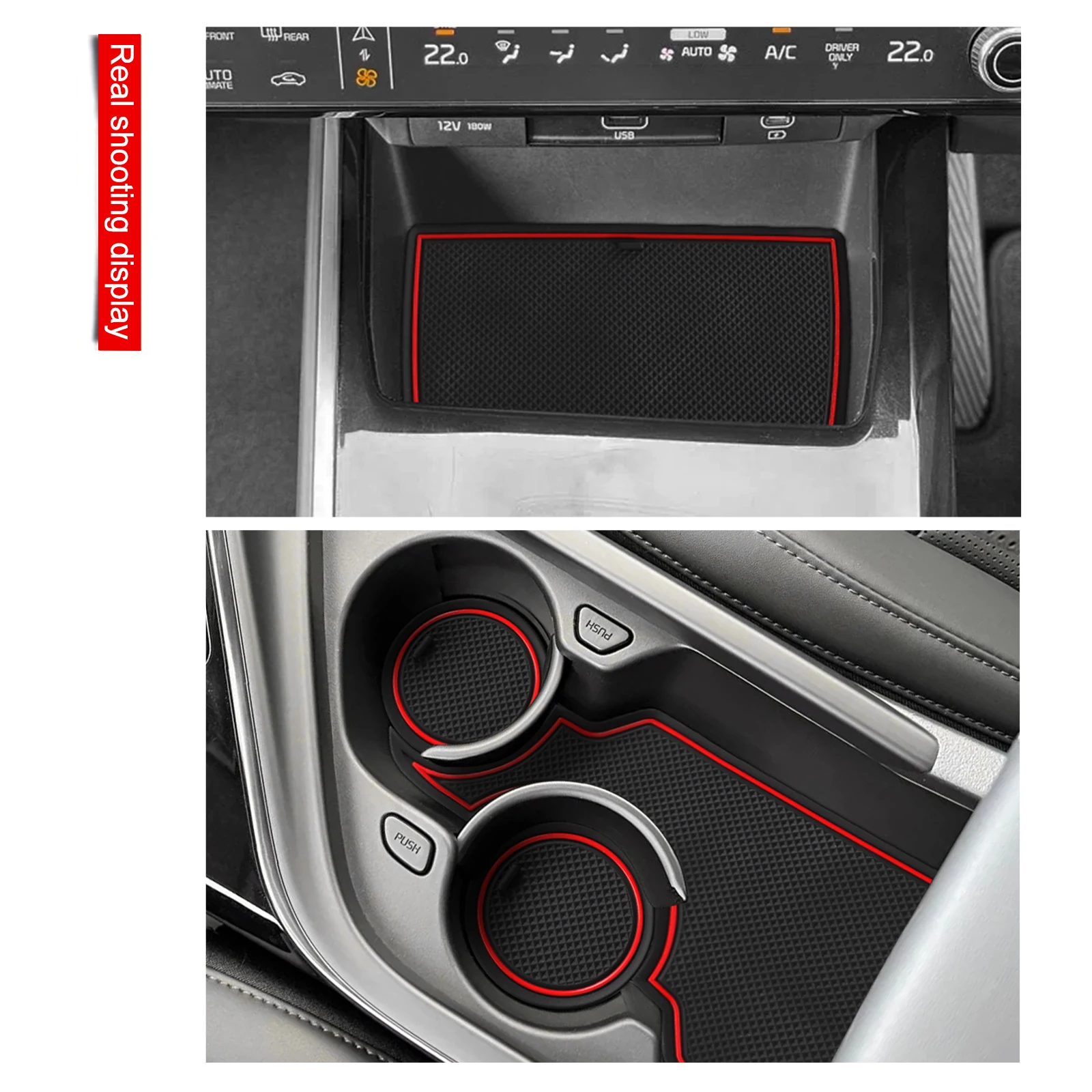 Фото Для Kia Niro EV 2023-2026: Противоскользящие коврики для дверных ниш, вкладыши из ПВХ для центральной консоли, резиновые накладки для дверных проемов, аксессуары. №1