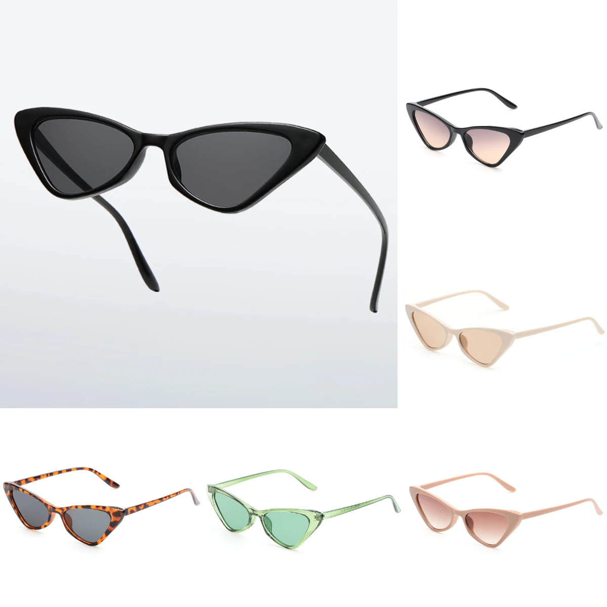

Unisex Retro Cat's Eye Sunglasses Women Small Frame Sun Glasses Female Fashion Hip-hop Style Luxury Marine Lenses Sunglasses Men
