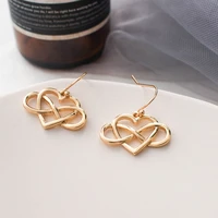 2022 new japanese and korean temperament geometric simple love hollow stud earrings versatile wholesale fashion jewelry