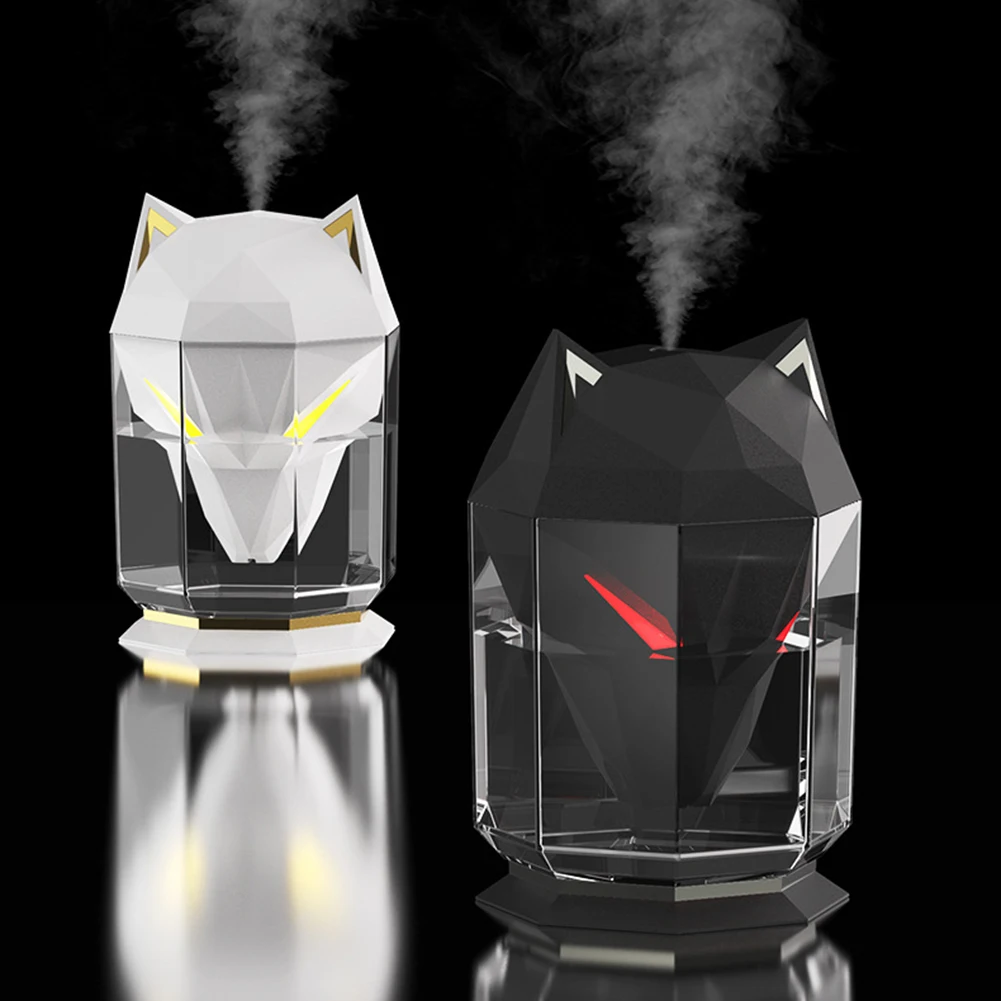 

650ML Wolf Head Air Humidifier USB Electric Aromatherapy Essential Oil Diffuser with LED Wolf Eye Night Light Cool Mist Sprayer