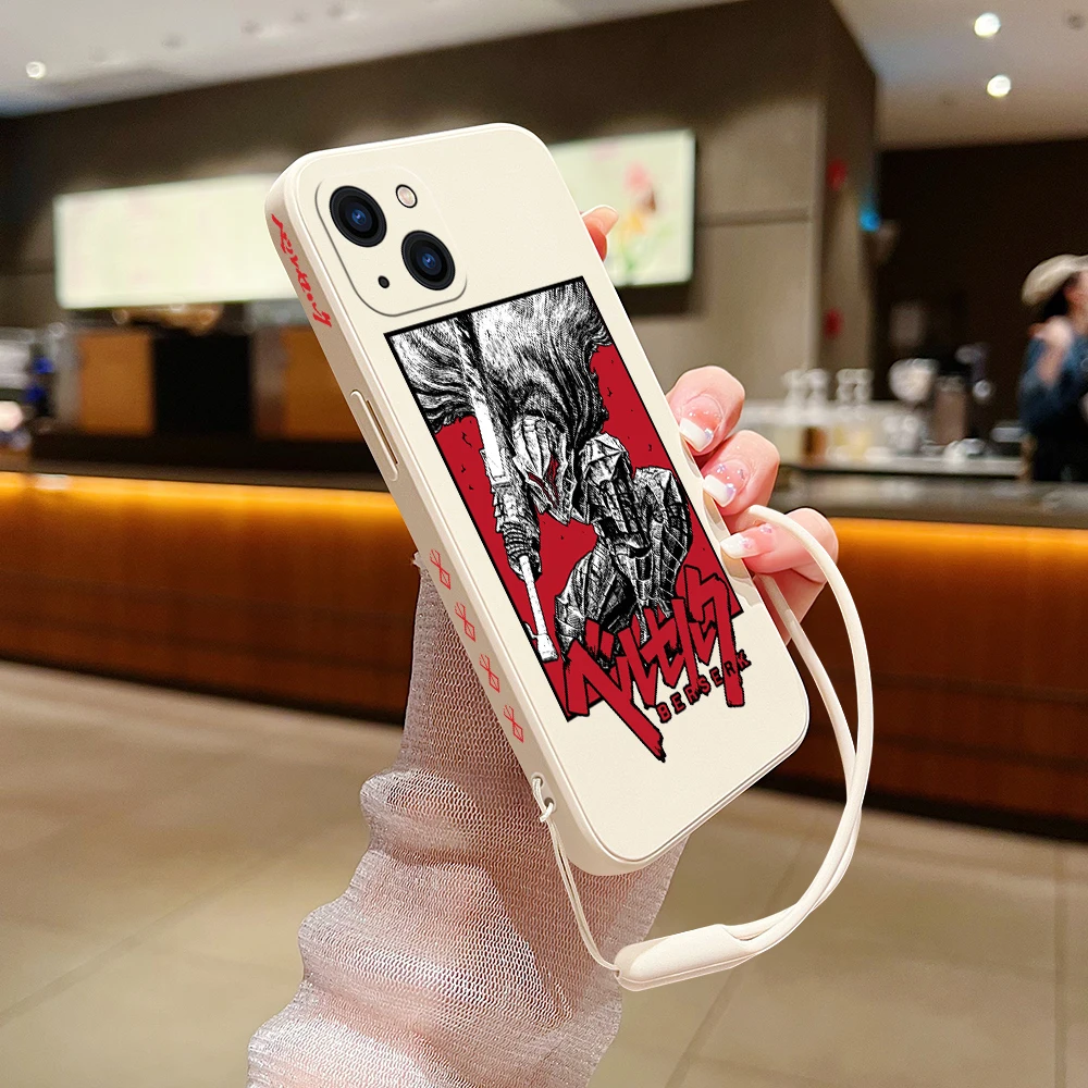 Фото Аниме Чехол Berserk для телефона Xiaomi Redmi Note 12 11 11T 10 10S 9 Pro Plus 10C 9A 9C 9T K40 K50 K60 4G с ремешком на руку №4