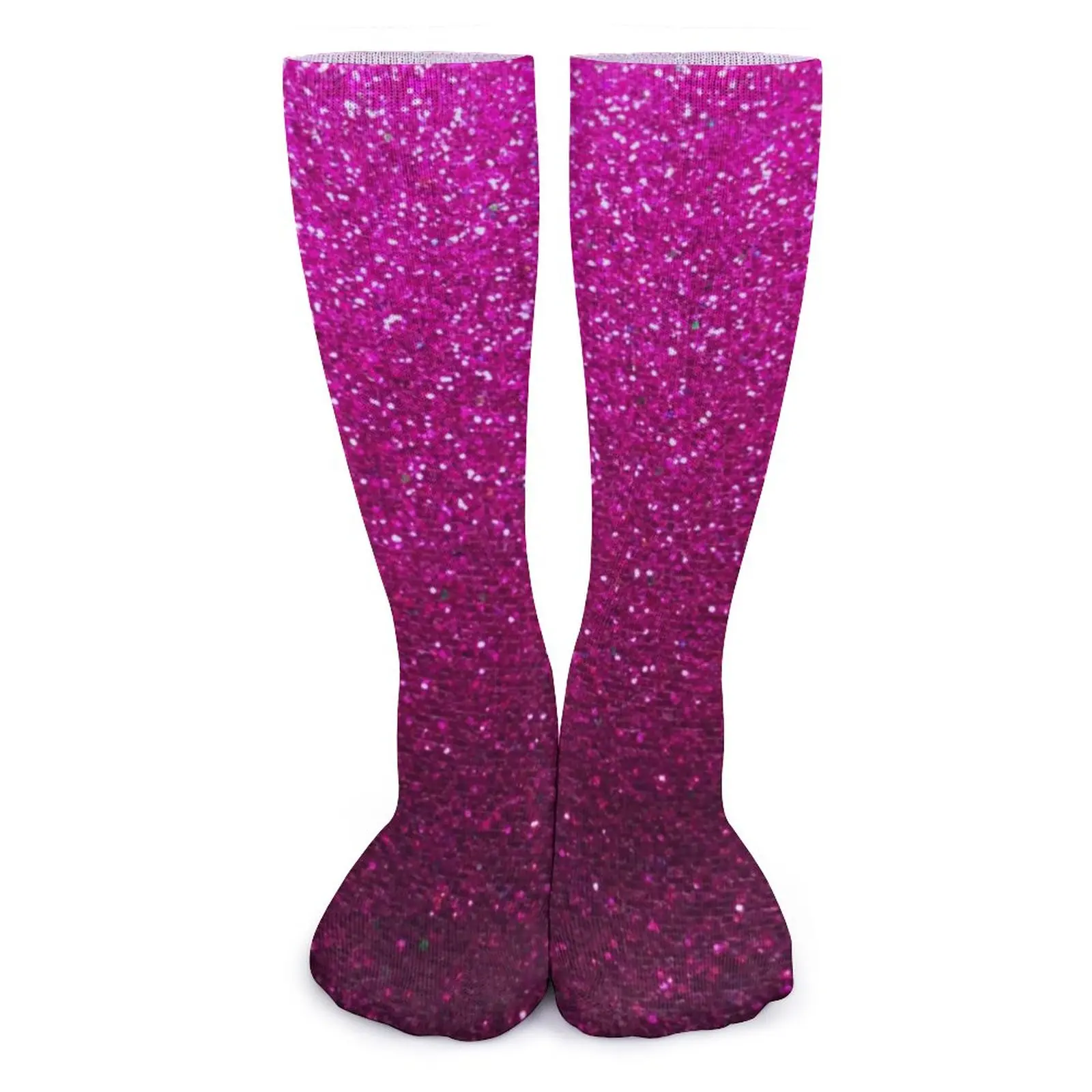 

Носки с металлическим блеском и принтом, Осенние розовые блестящие Чулки с эффектом омбре, готические женские удобные носки, велосипедные носки с защитой от пота