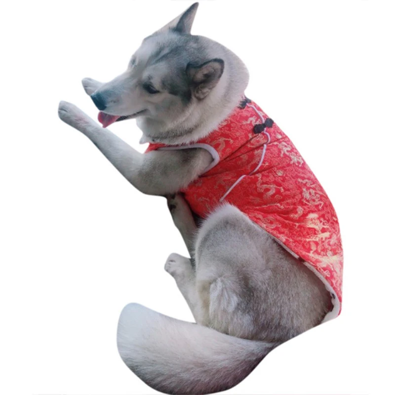 

Large Dog Clothes Winter Big Dog Clothes Chinese New Year Dog Costume Tang Suit Cheongsam Samoyed Golden Retriever Clothing Coat