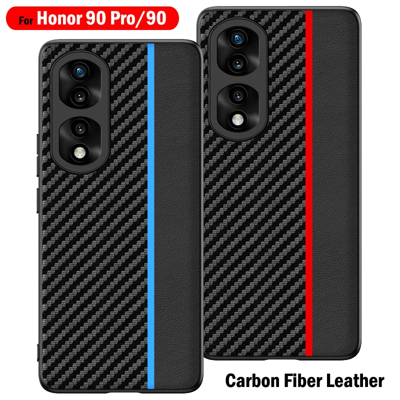 

Carbon Fiber Texture Leather Capa for Honor 90 Pro Case Funda for Honor 80 90 Pro Case Ultra Thin Shockproof Phone Full Cover