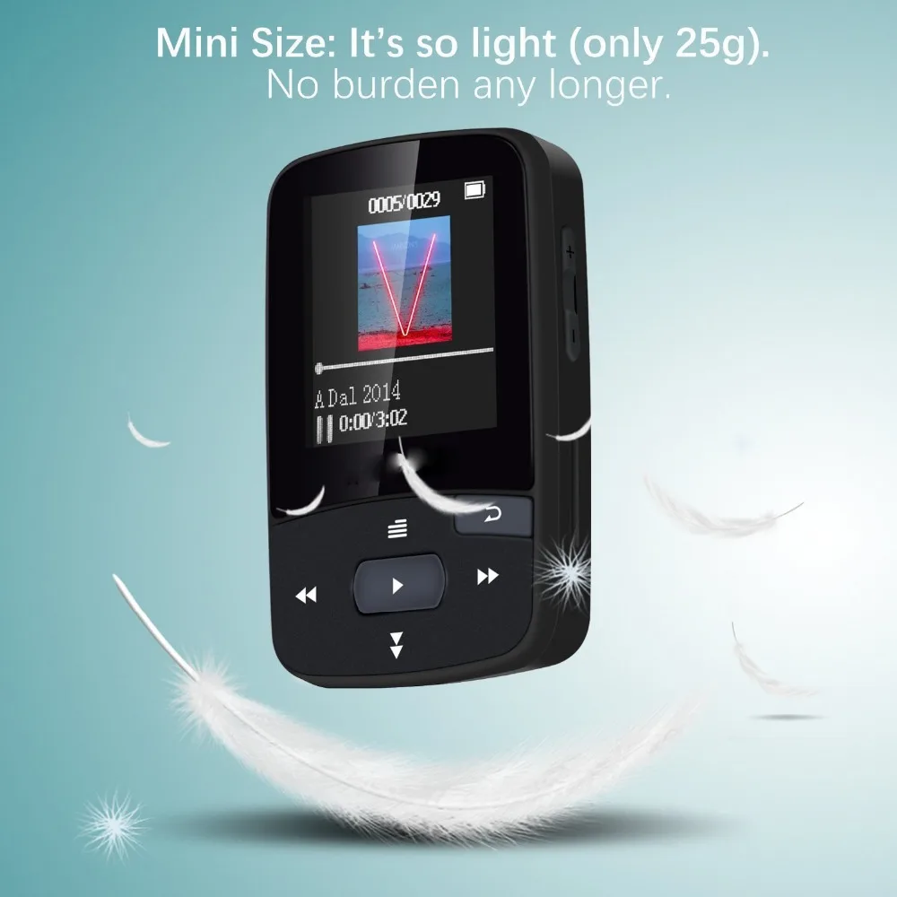 

MP3 MP4 плеер RUIZU X50, 8 ГБ, 1,5 дюйма, Hi-Fi музыкальный плеер без потерь, Bluetooth, шагомер, FM-радио, запись, электронная книга, календарь времени