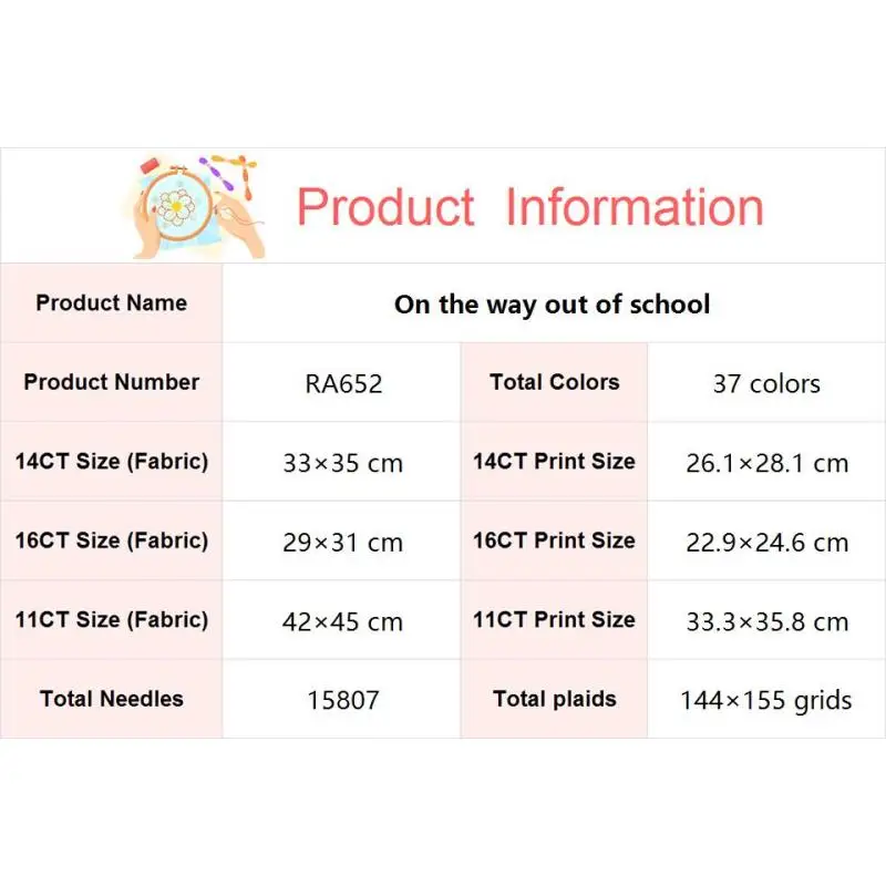 В пути из школы DIY Набор для вышивки крестом ручной работы Aida 14ct 16ct 11ct Белый набор