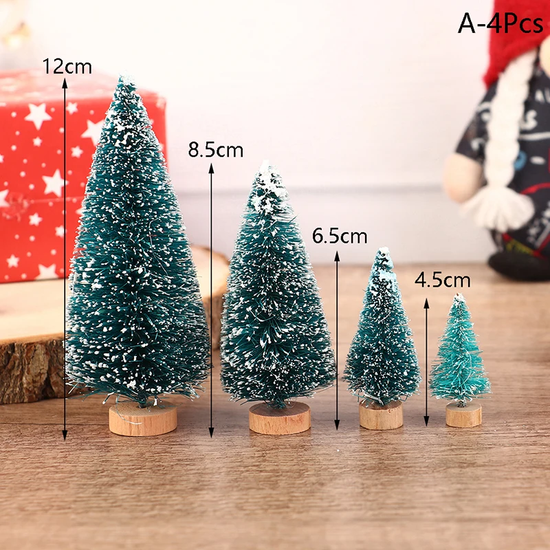 

4Pcs/Set 1:12 Dollhouse Miniature Christmas Tree Cedar Tree Snowflake Pine Needle Tree Garden Decor Toy Doll House Accessories