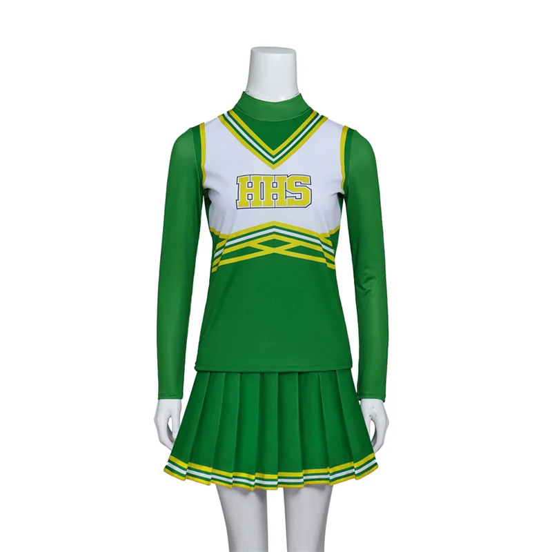 

NEW Senior Year Cheerleader Uniform Rebel Wilson Outfit Long Sleeve Crop Top with Mini Skirt Set High School Womens Cheerleading