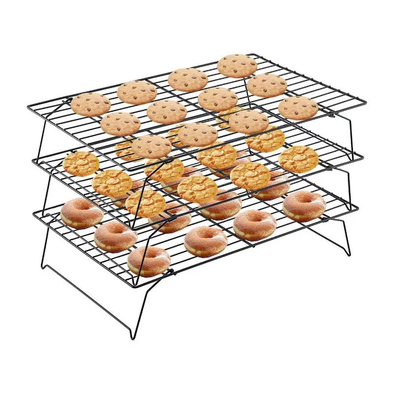 

3-ярусная стойка для охлаждения проволоки для выпечки и готовки, штабелируемые антипригарные охлаждающие стеллажи для быстрого приготовления печенья, принадлежности для выпечки
