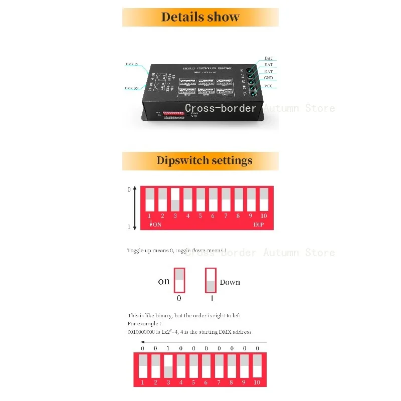 Контроллер RGB LED H807DMX512, 1024 пикселя, 13 каналов, для светодиодных лент WS2811, WS2812B, WS2813, WS2815, DMX-контроллер для сценического освещения (art.: 3920db0442e34) - 3920db0442e34