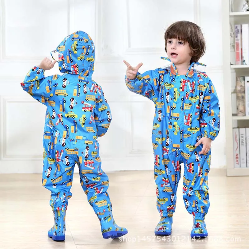 

kids Raincoat Children Jumpsuit Hooded Rain Cover EVA Rain Gear Baby Cloak Cute Animals Rain Suit Boys Girl's Raincoats