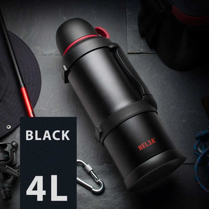 

4L Large Capacity Outdoor Travel Stainless Steel Thermos Bottle 24-hour Long-term Insulation Water Bottle Thermo Mug Thermocup