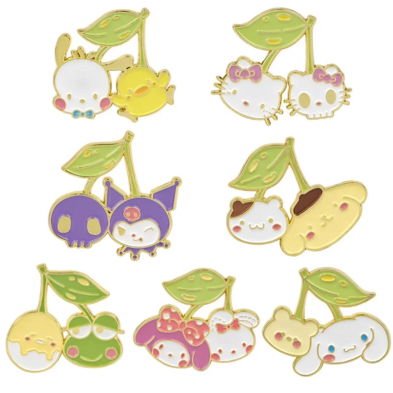 Креативные милые эмалированные булавки Sanrio Cherry Sweet Kuromi Hello Kitty Pochacco металлическая