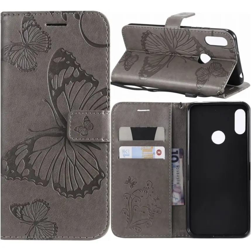 

For Frame Xiaomi Mi Play 8 Lite 6X 5X A2 Redmi 4A 5 Plus Note 7 5A 4 4X 3 S2 Y1 Big Butterfly Plain Book Cases Stand Covers P06Z