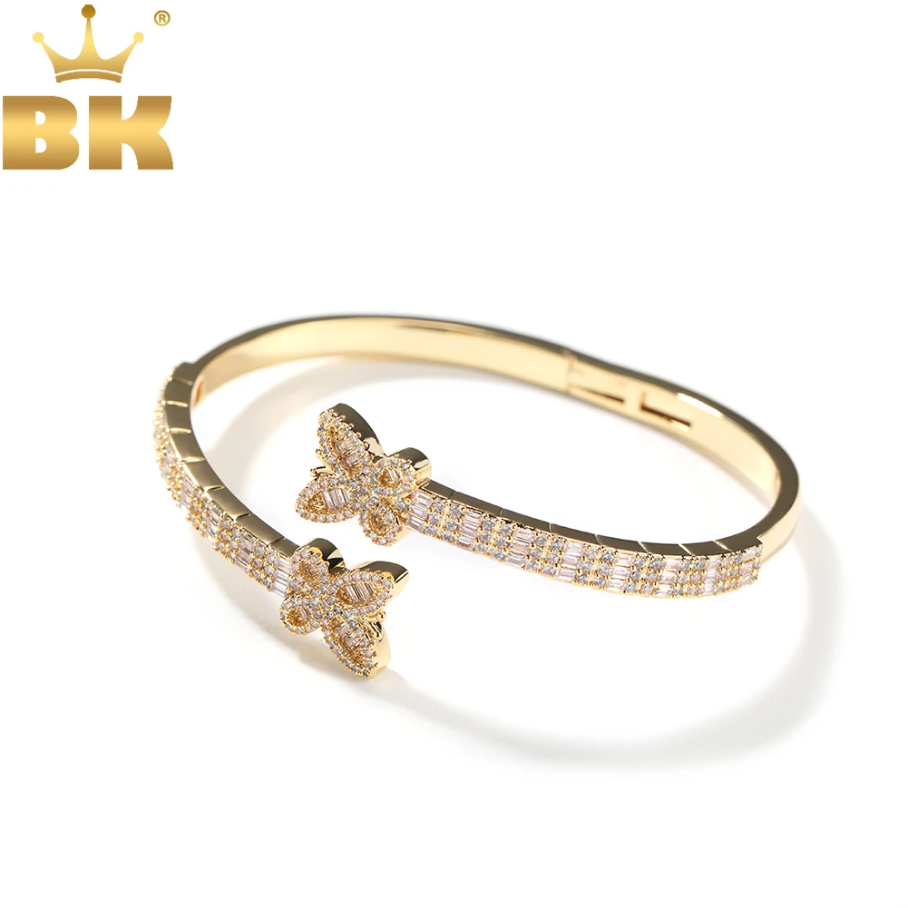 

THE BLING KING Baguettecz Butterfly Bracelet Micro Paved Bling Cubic Zirconia Cuff Bangle Luxury Gift For Women Hiphop Jewelry