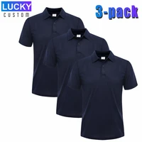 3pack summer new mens lapel polo shirts 100 polyester breathable short sleeves casual business fashion slim top t shirts s 4xl