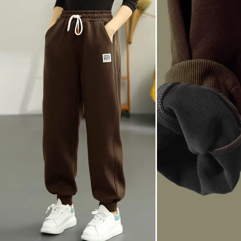 

Женские зимние теплые хлопковые штаны с высокой талией, стеганые уличные штаны с подкладкой, однотонные ветрозащитные джоггеры, спортивные...