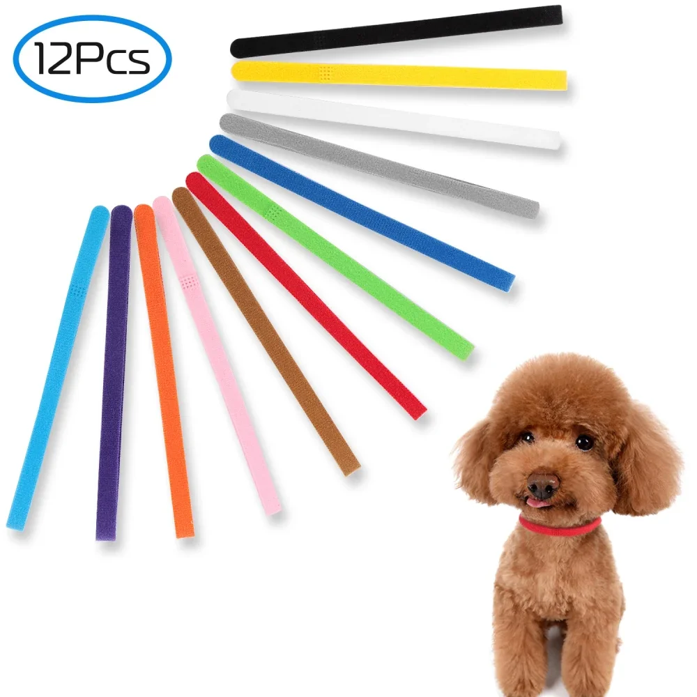 

12 Colors Whelping Puppy ID Collars Adjustable Double-Sided Pet ID Bands