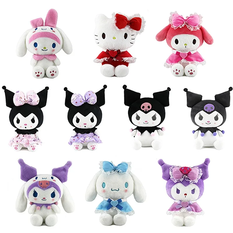 

25cm Kuromi Cinnamoroll baby Hello Kitty Soft Plush Doll Kawaii Backpack Sanrio Anime Firgure Plushie Toys Children's gift