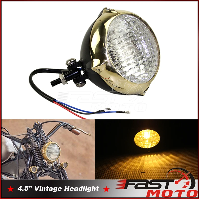 

Винтажные галогенные мотоциклетные фары, 4,5 дюйма, для Harley Cruiser Scrambler Cafe Racer E4 Emark H4, фары дальнего и ближнего света