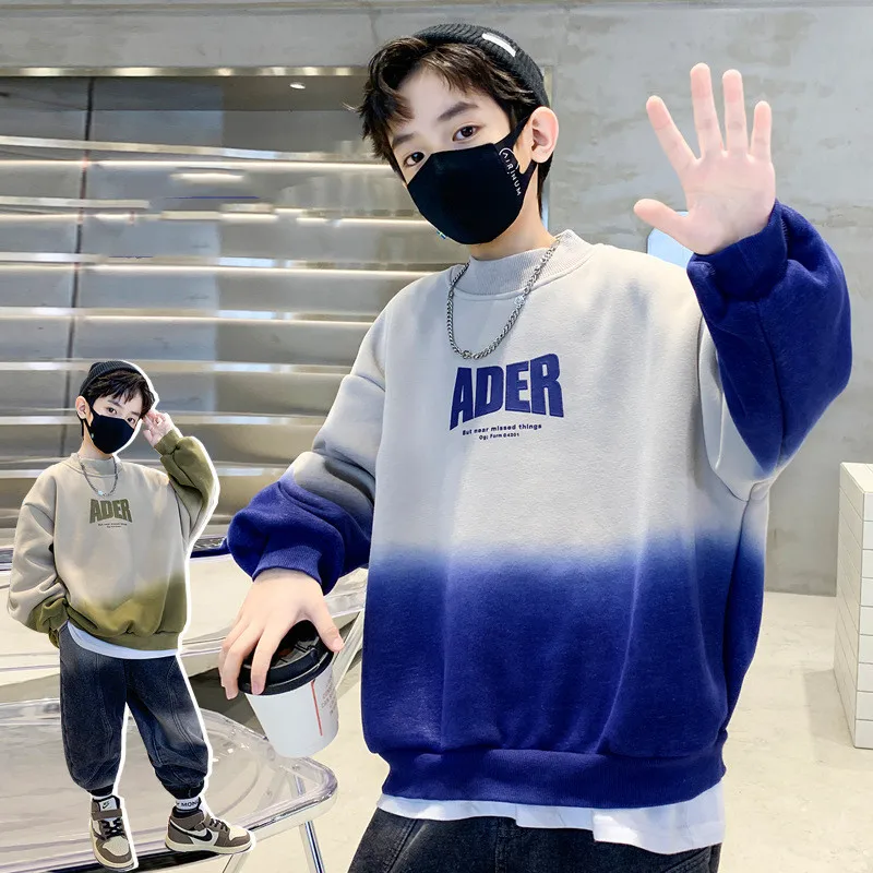 

Teenager Fashion Pullover Tops for Boys Cotton Sweatshirts Children New Spring Autumn Letter Print Long Sleeve T Shirts 6 8 10 Y
