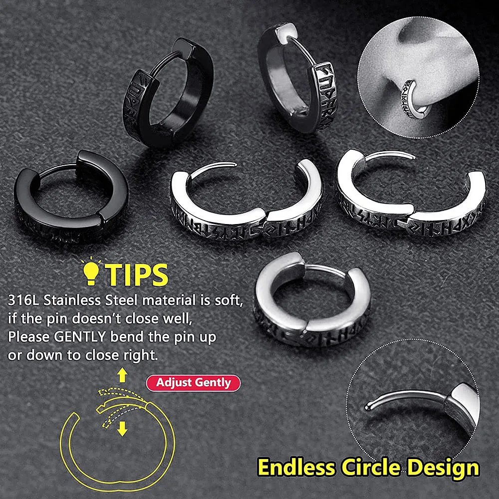 Серьги-кольца из нержавеющей стали для мужчин и женщин STEELBROS новинка 2024 черные