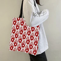 new fashion art shoulder bag high quality personality print portable storage travel bag harajuku casual reusable canvas bag